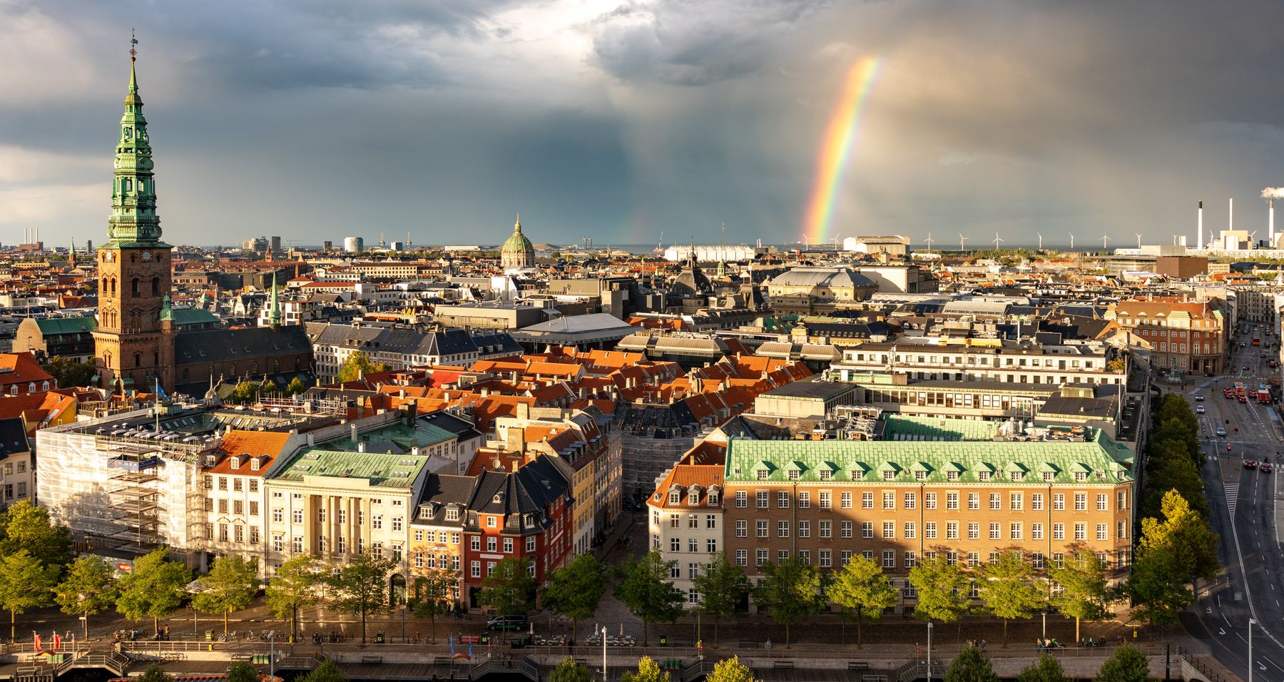 Copenhagen Aerial with Rainbow
